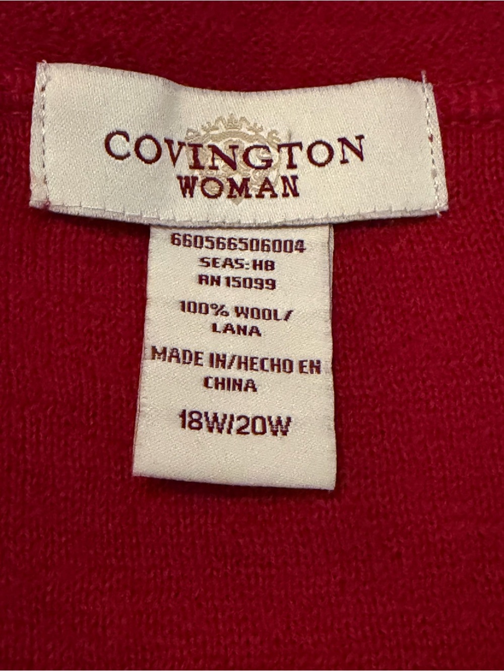 Covington Woman Bright Red Wool Sweater